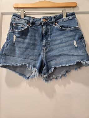 Mavi Rosie High Rise Distressed Denim Cutoff Shorts Blue Size [Size 27]